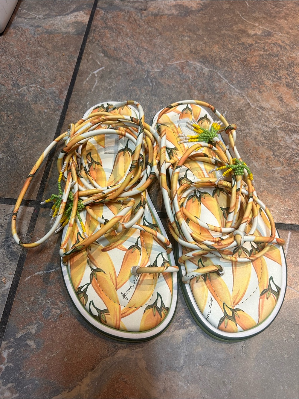 Yellow peppers Print Wrap Sandals - Farm Rio - Picture 3 of 7